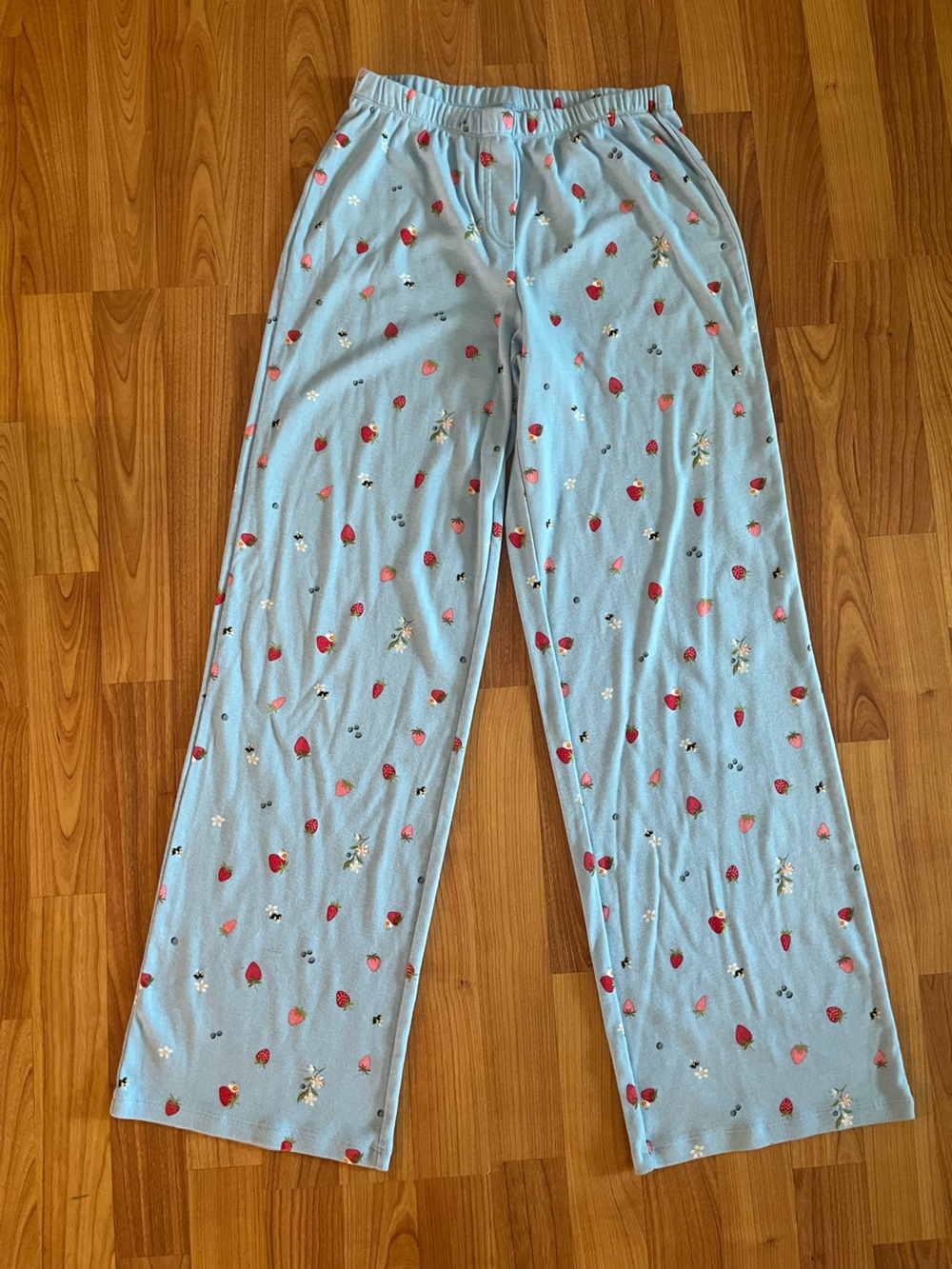 Women’s Light Blue Pajama Pants with Strawberry Print- Wild Fable